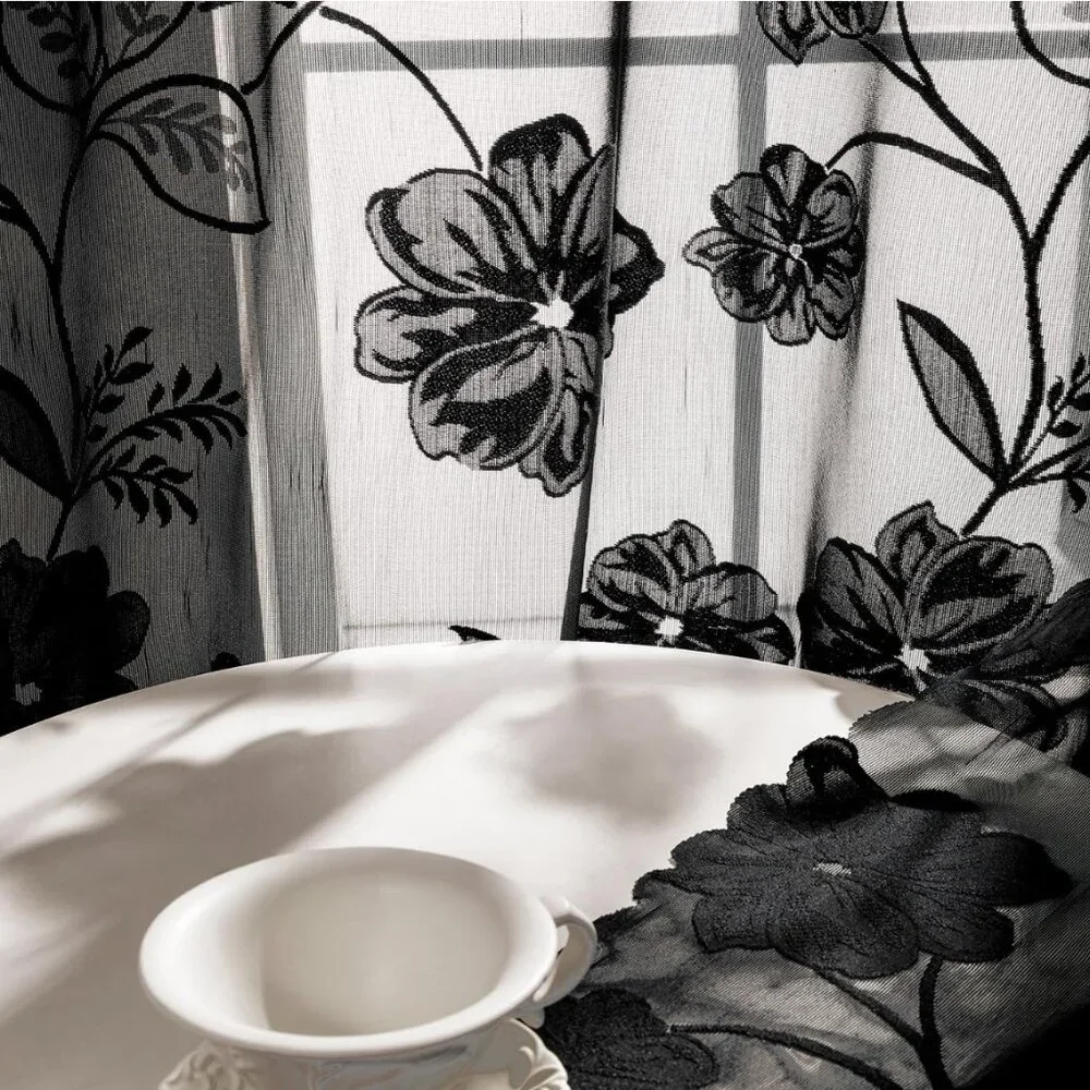 Black Sheer Lace Curtains – 2 Panels, 54
